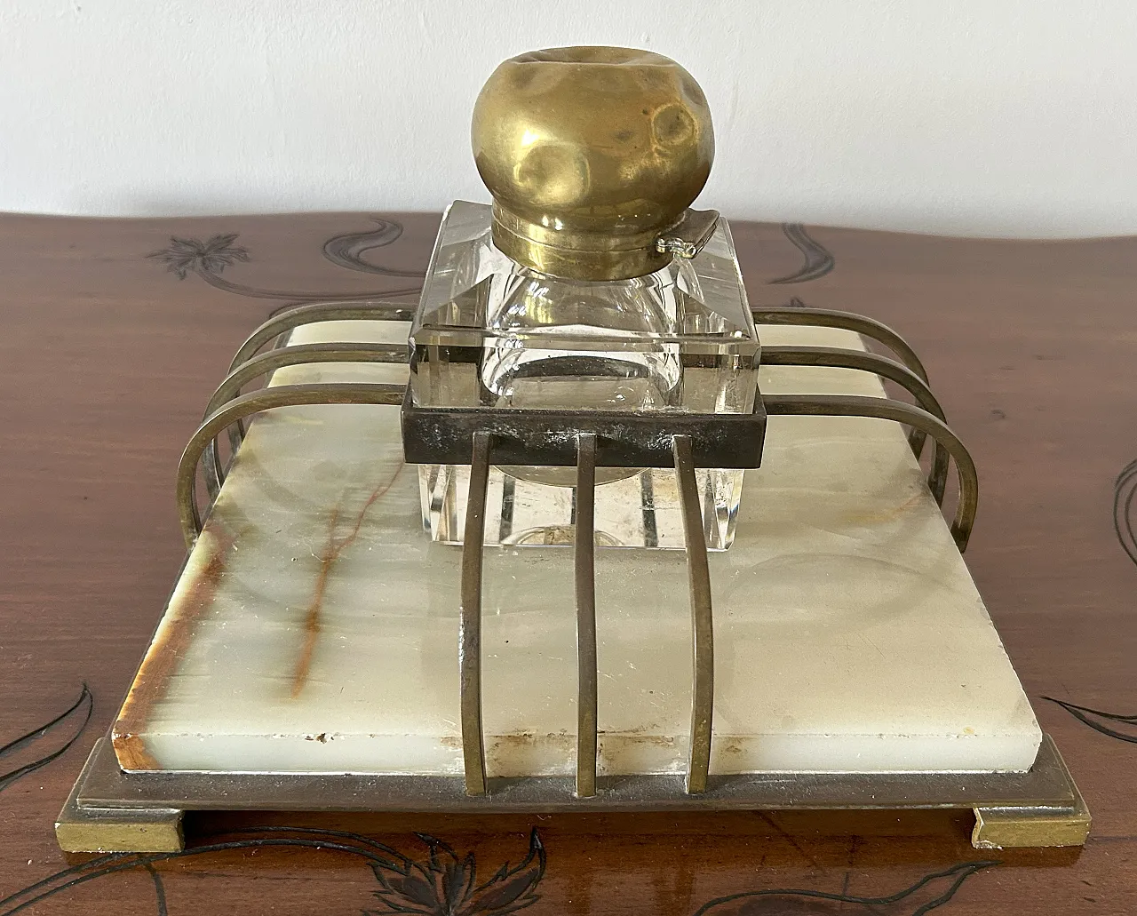 Calamaio di grandi dimensioni in onice, Art déco, anni '40 10