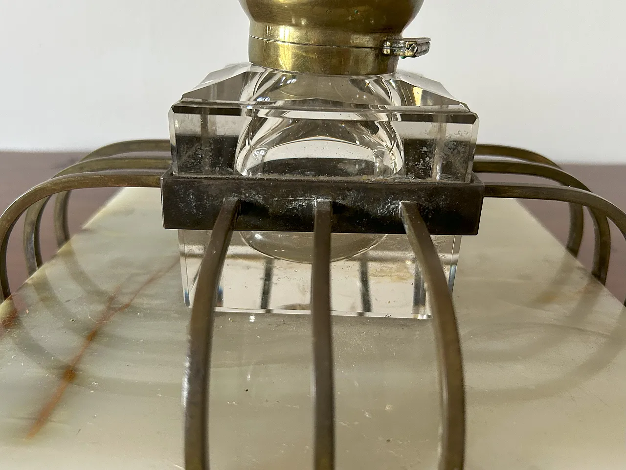 Calamaio di grandi dimensioni in onice, Art déco, anni '40 11