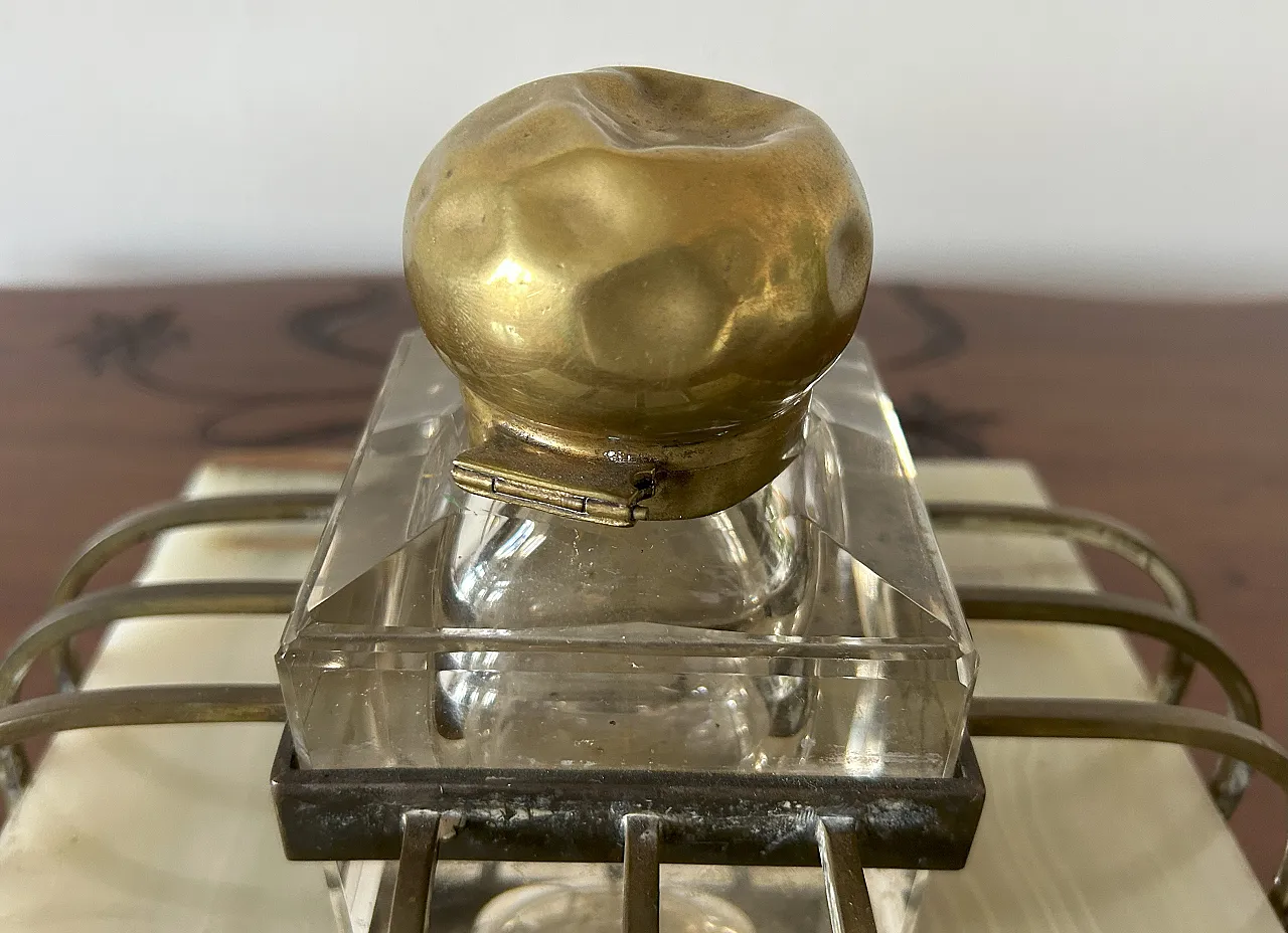 Calamaio di grandi dimensioni in onice, Art déco, anni '40 12