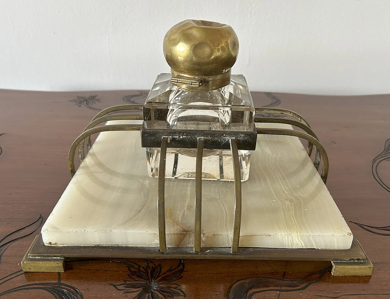 Calamaio di grandi dimensioni in onice, Art déco, anni '40 13