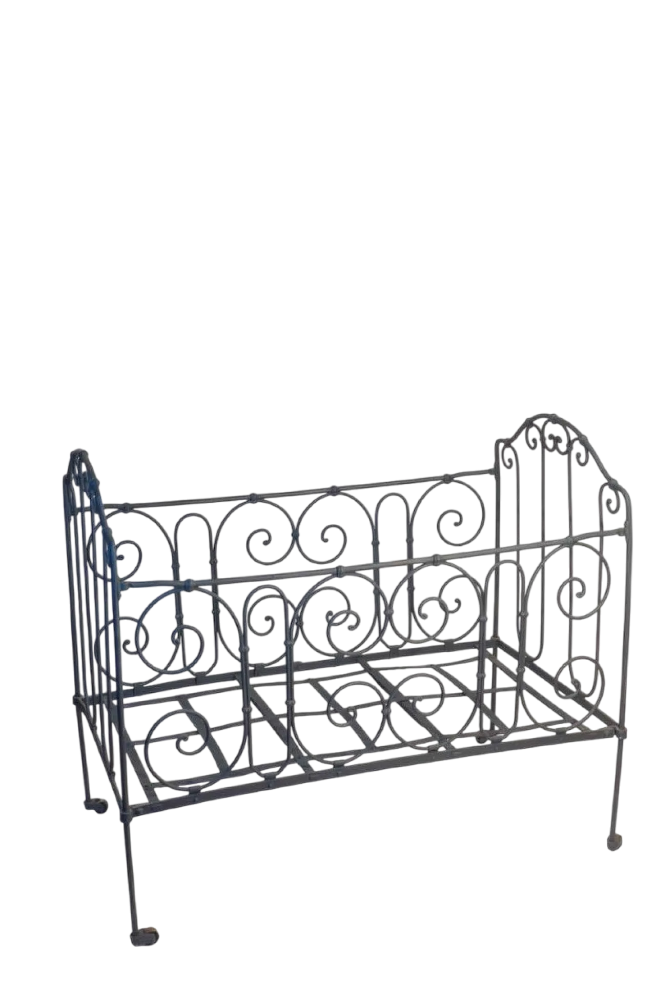 Gray wrought iron children's bed, 1890s 8
