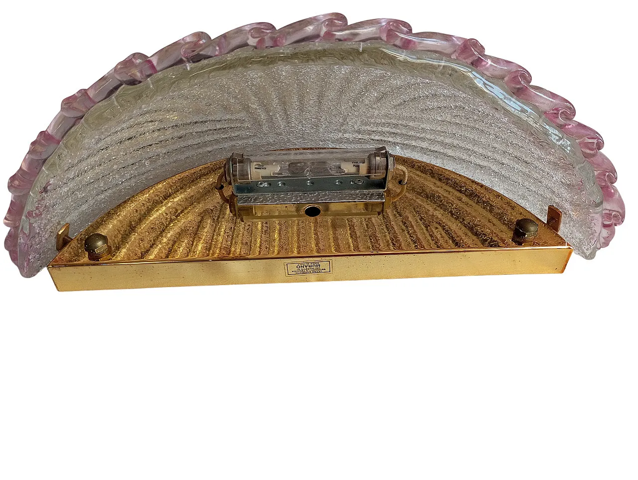 Applique vintage in vetro rosa di Murano, anni ‘80 6