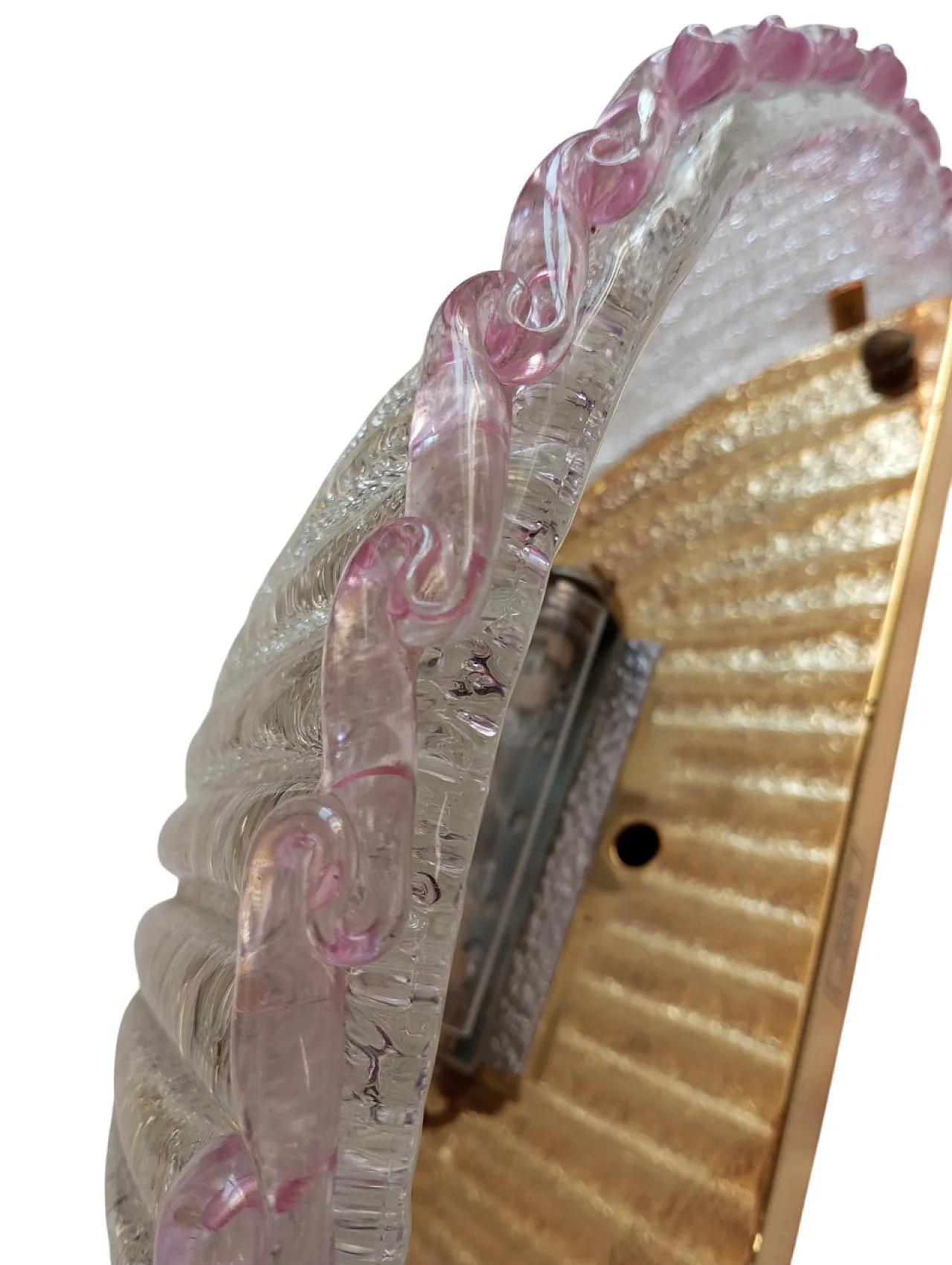 Applique vintage in vetro rosa di Murano, anni ‘80 10