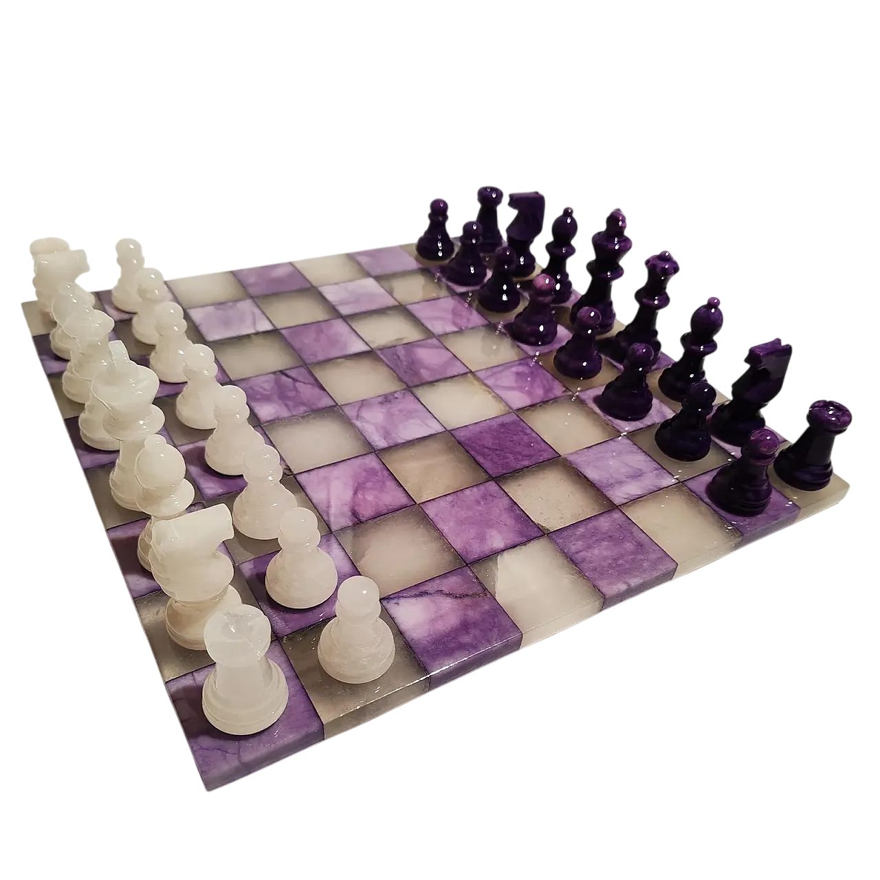 Scacchi in alabastro intagliato a mano, anni '70 11