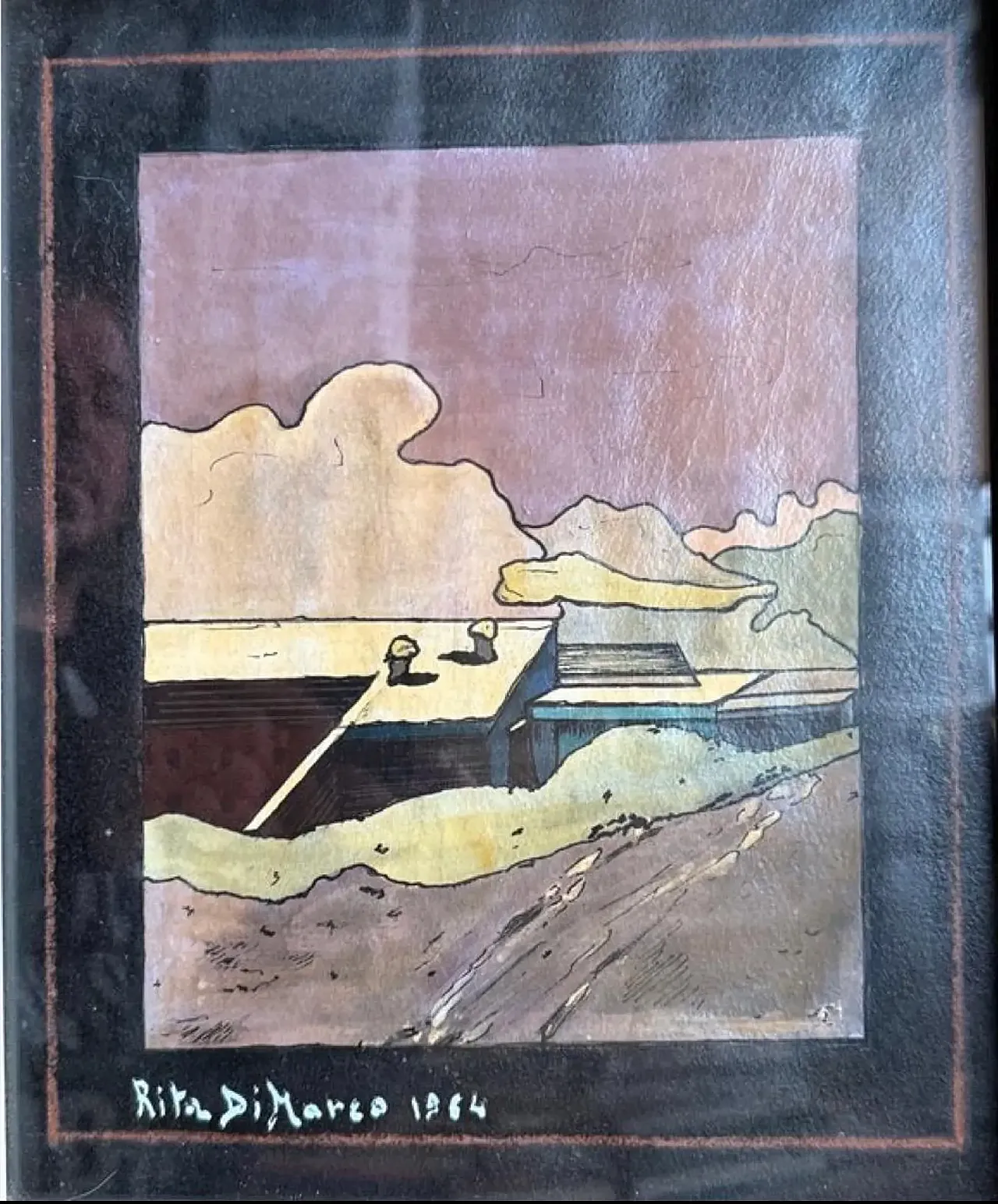 Sunset in the Snow by Rita Di Marco, oil on canvas, 1960s 2