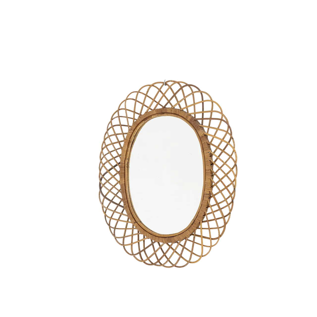 Oval mirror in woven moon, 1960s 6
