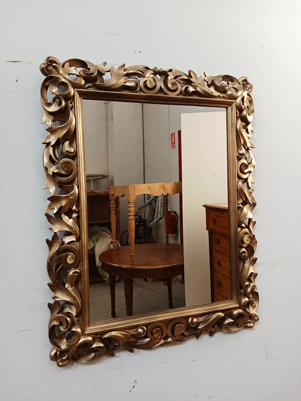 Specchiera barocca in legno dorato, primi '900 2