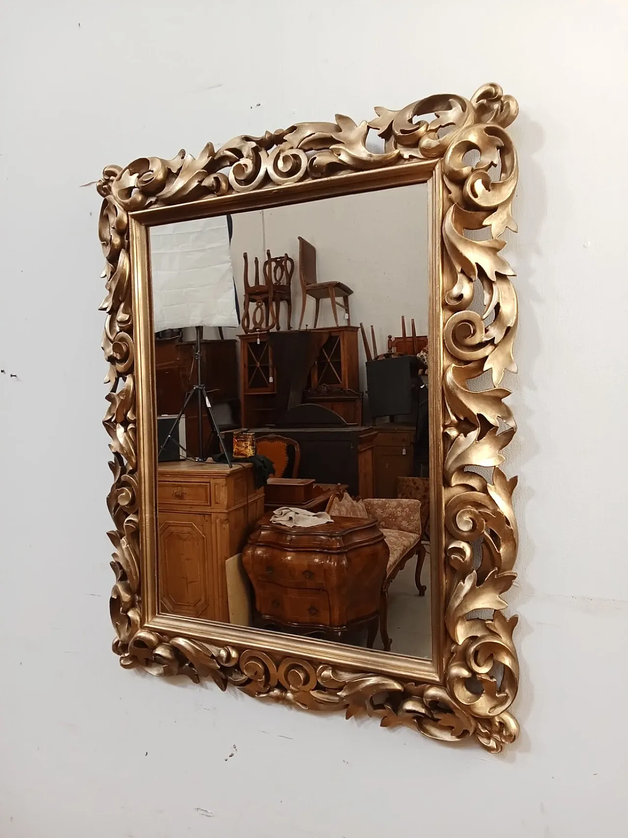 Specchiera barocca in legno dorato, primi '900 3