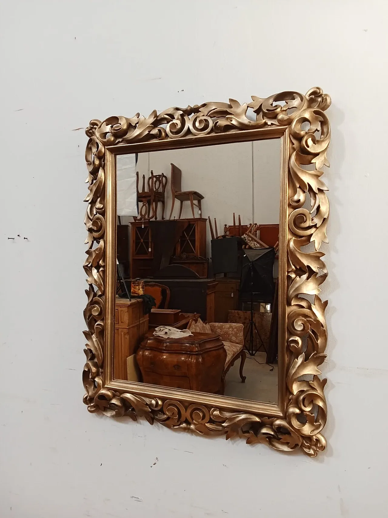 Specchiera barocca in legno dorato, primi '900 4