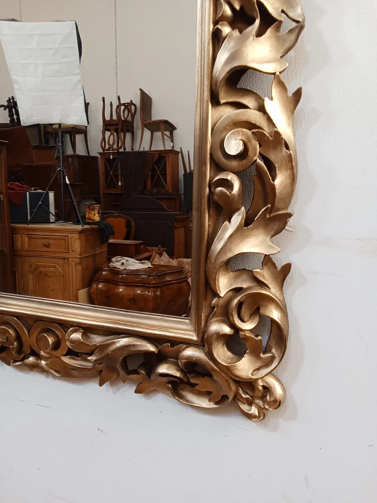 Specchiera barocca in legno dorato, primi '900 5
