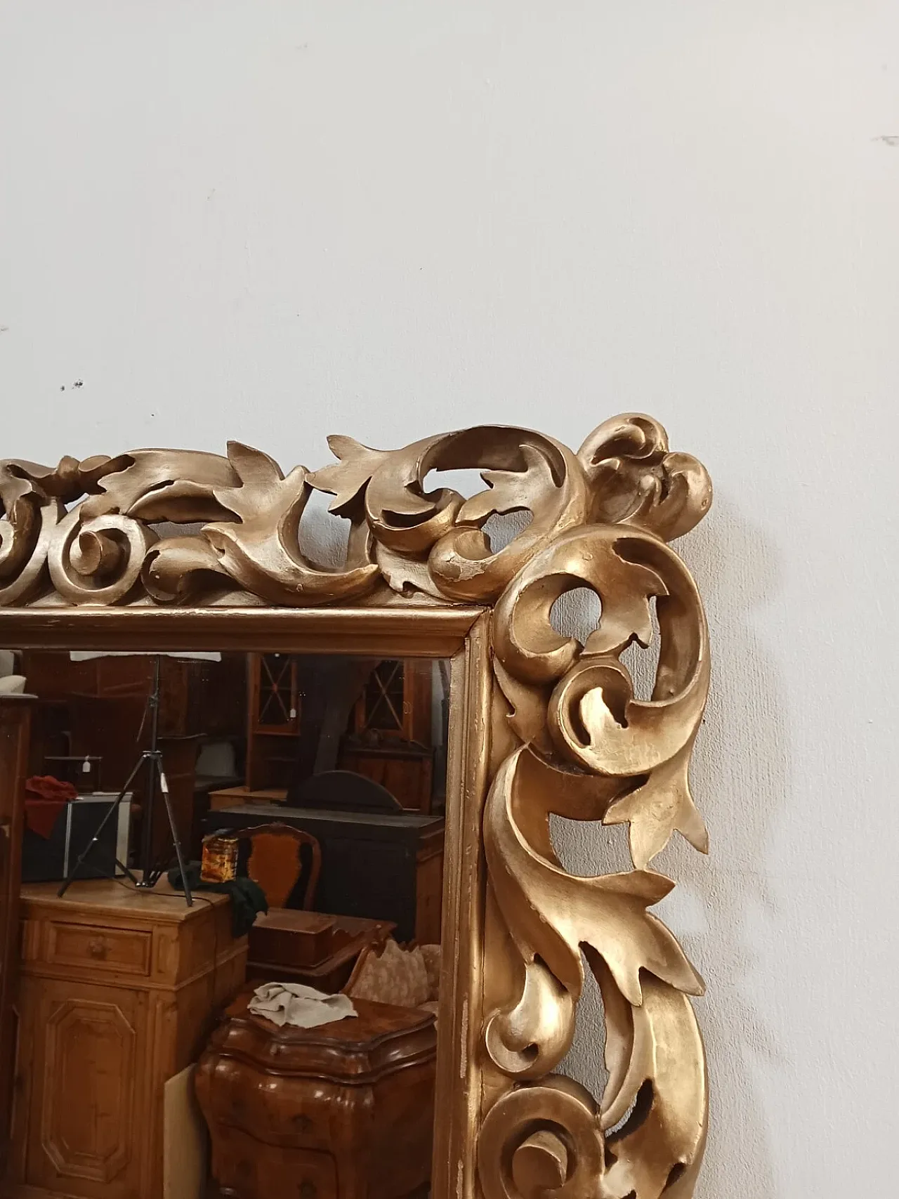 Specchiera barocca in legno dorato, primi '900 6