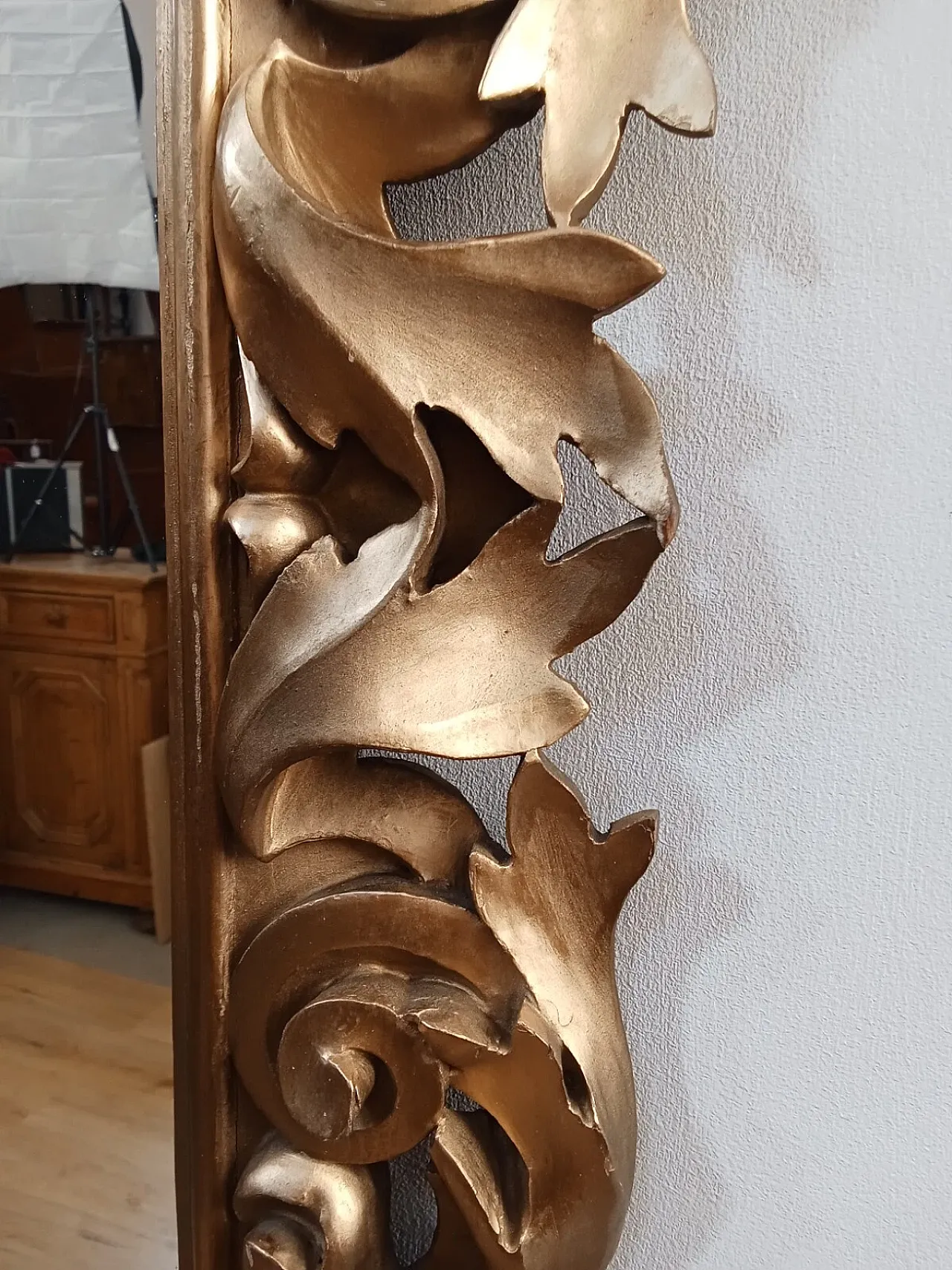 Specchiera barocca in legno dorato, primi '900 7