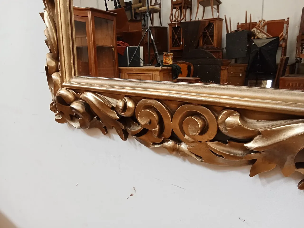 Specchiera barocca in legno dorato, primi '900 8