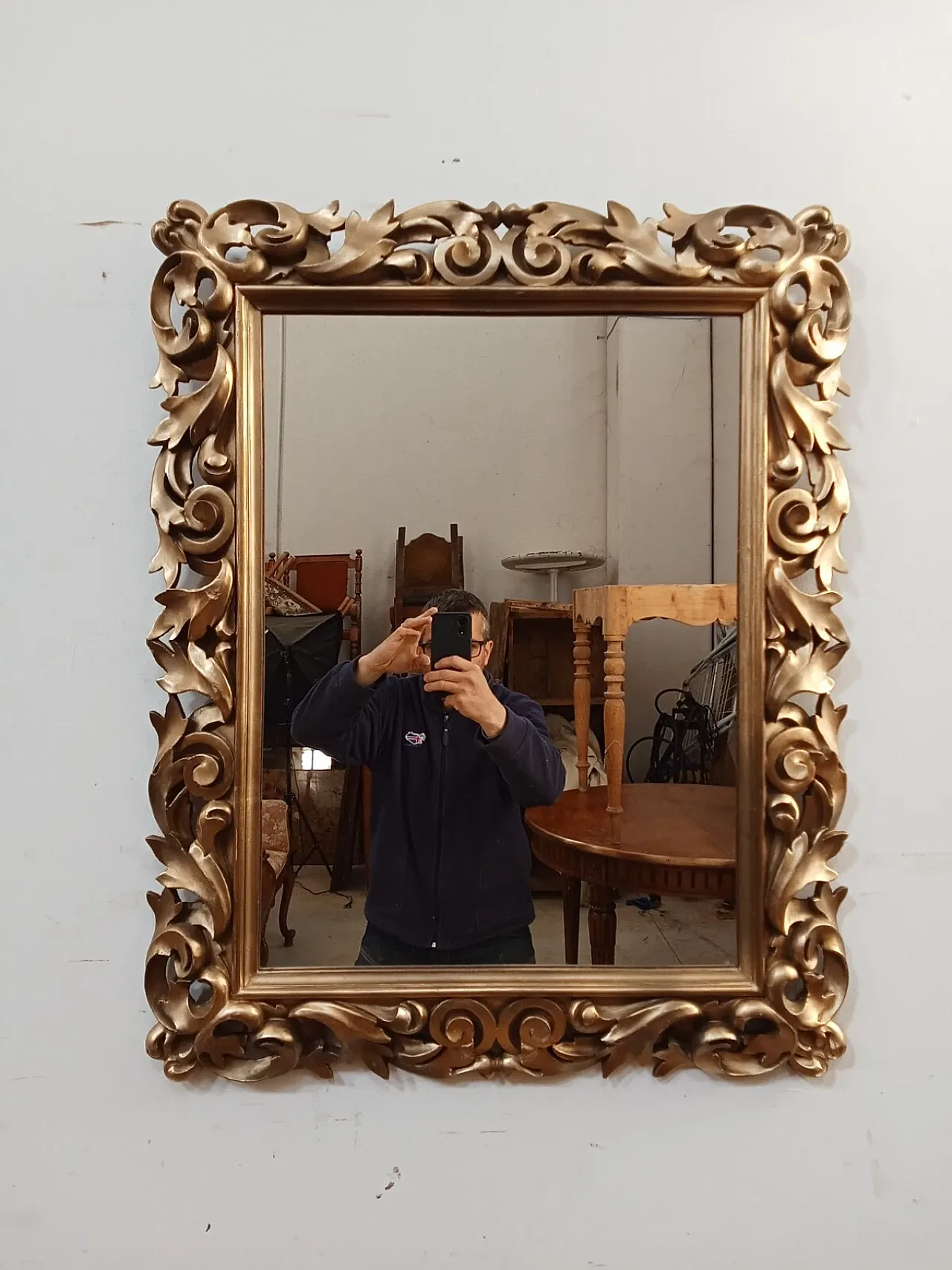 Specchiera barocca in legno dorato, primi '900 11