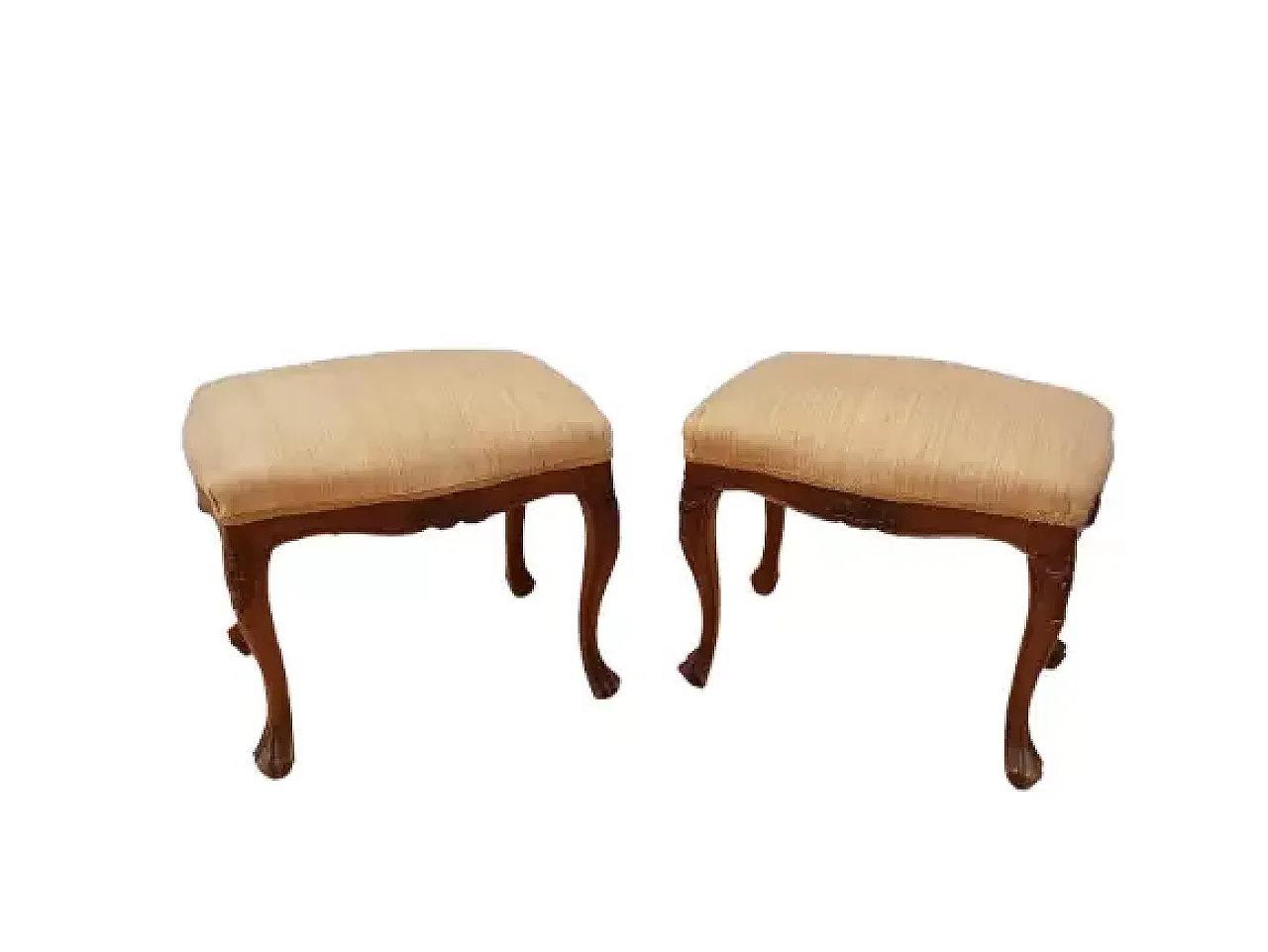 Pair of stools in walnut, early 20th century 1