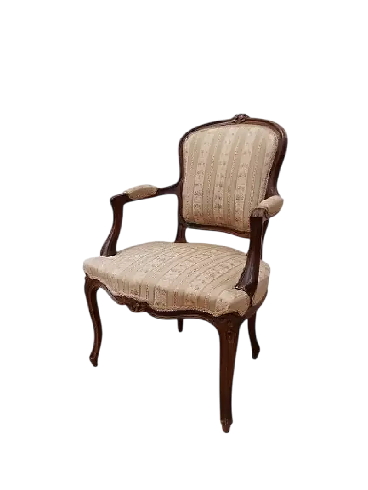 Poltrona in faggio tinto noce, stile Luigi XV, metà '900 12