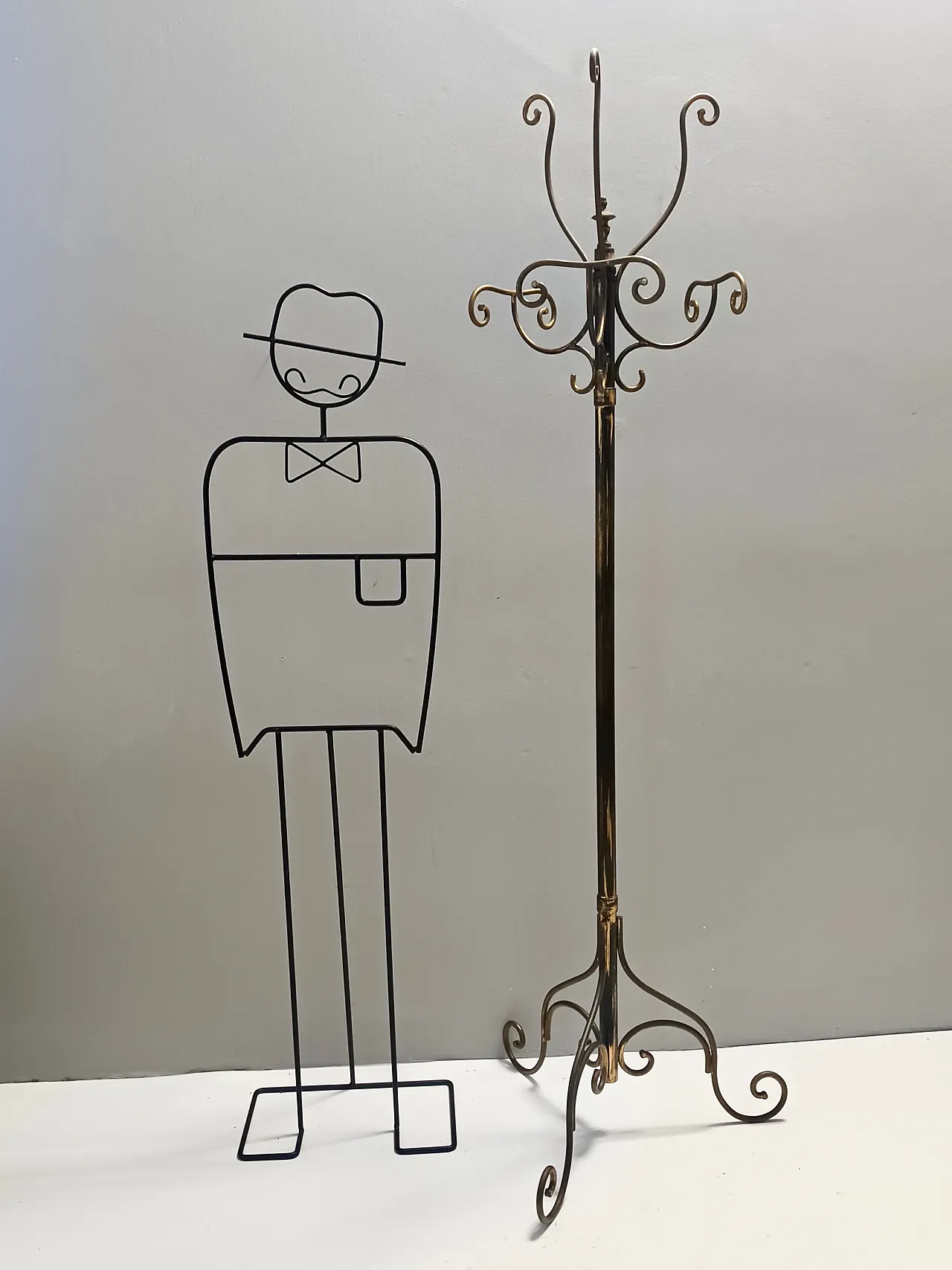 Brass Iron Hat and Coat Rack by Meazza in Fornasetti style, 60s 10