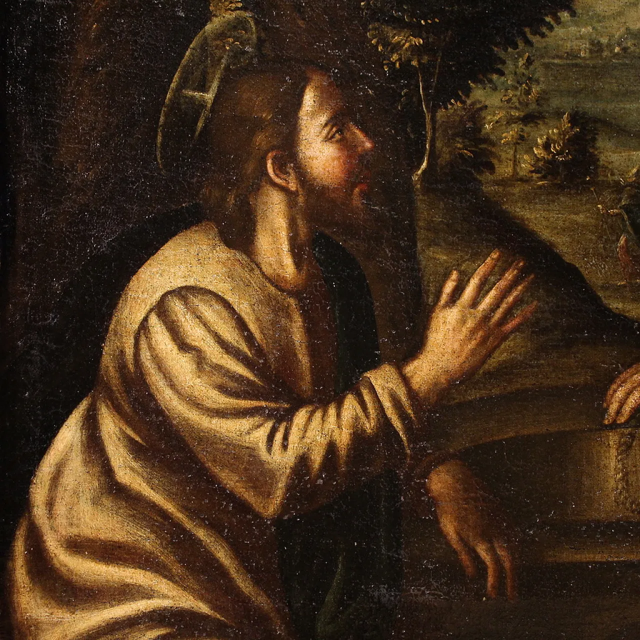 Dipinto italiano Cristo e la Samaritana al pozzo, '600 4