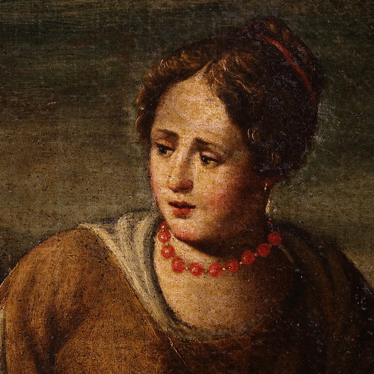 Dipinto italiano Cristo e la Samaritana al pozzo, '600 12