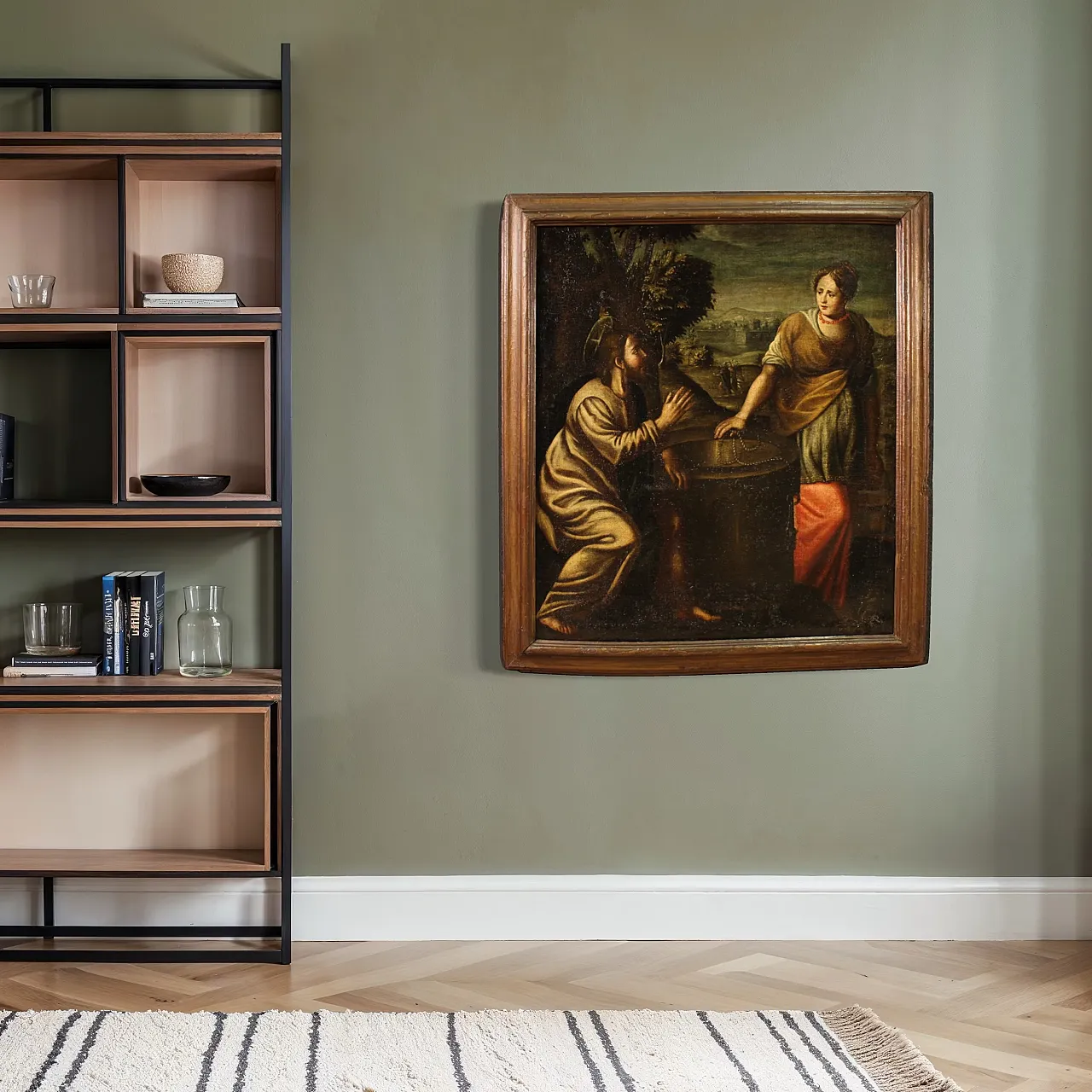 Dipinto italiano Cristo e la Samaritana al pozzo, '600 13