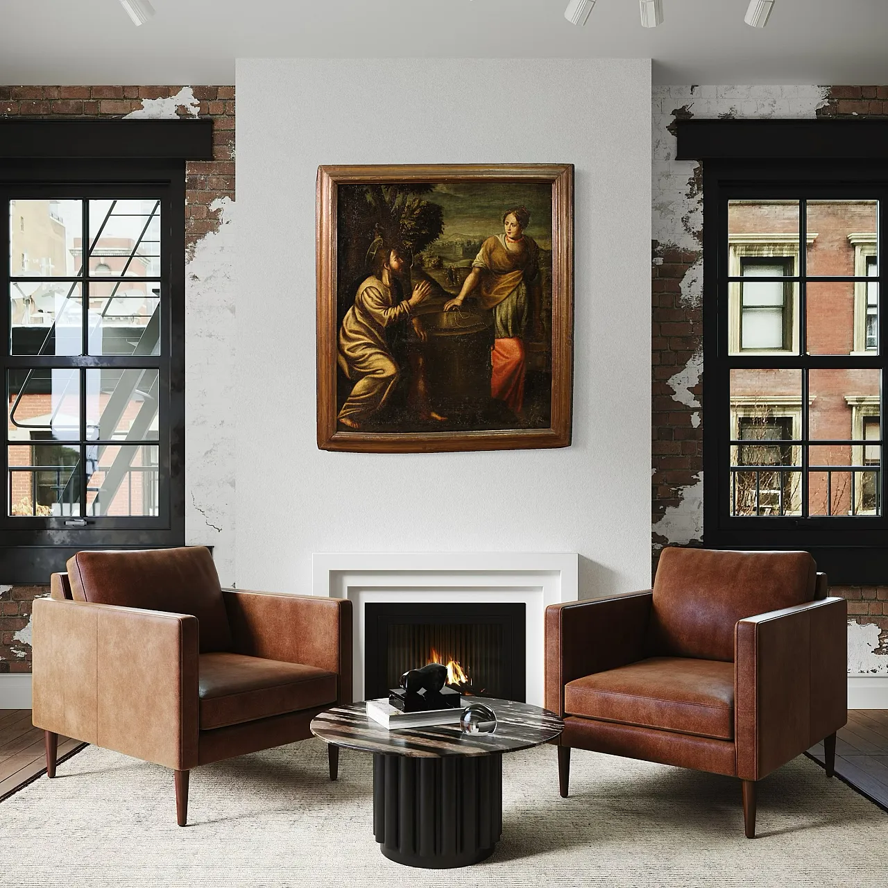 Dipinto italiano Cristo e la Samaritana al pozzo, '600 14