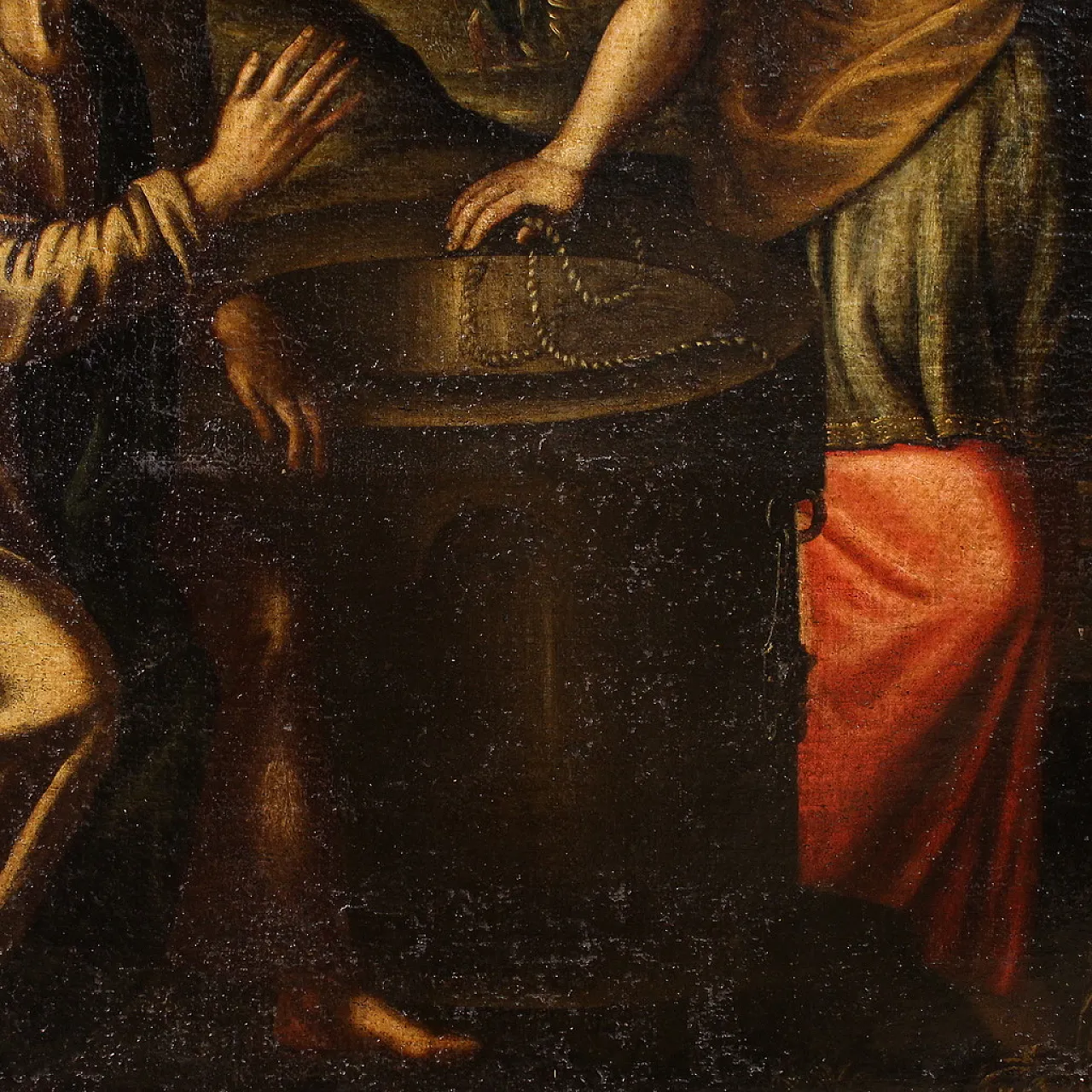 Dipinto italiano Cristo e la Samaritana al pozzo, '600 15