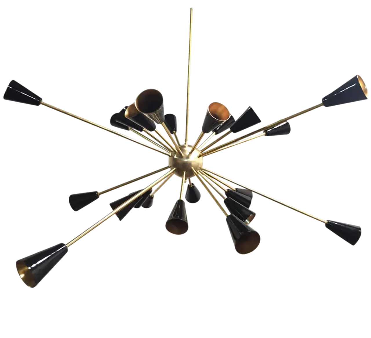 24 light Sputnik chandelier in brass and bronze, 50s 10
