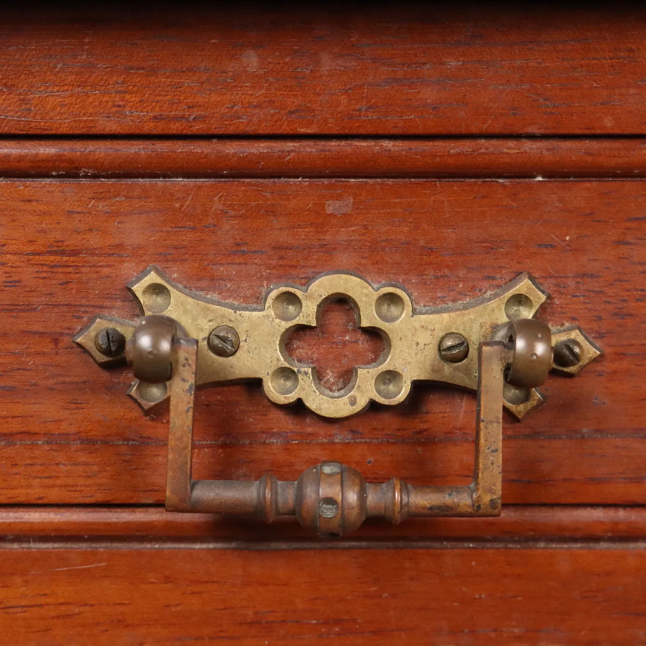 Comodino liberty in legno con inserti in ceramica, '900 9