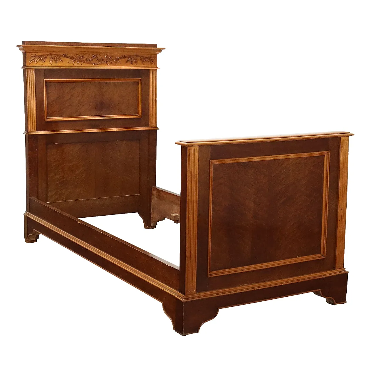 Bed Art Nouveau cherrywood mahogany, 20th century 1