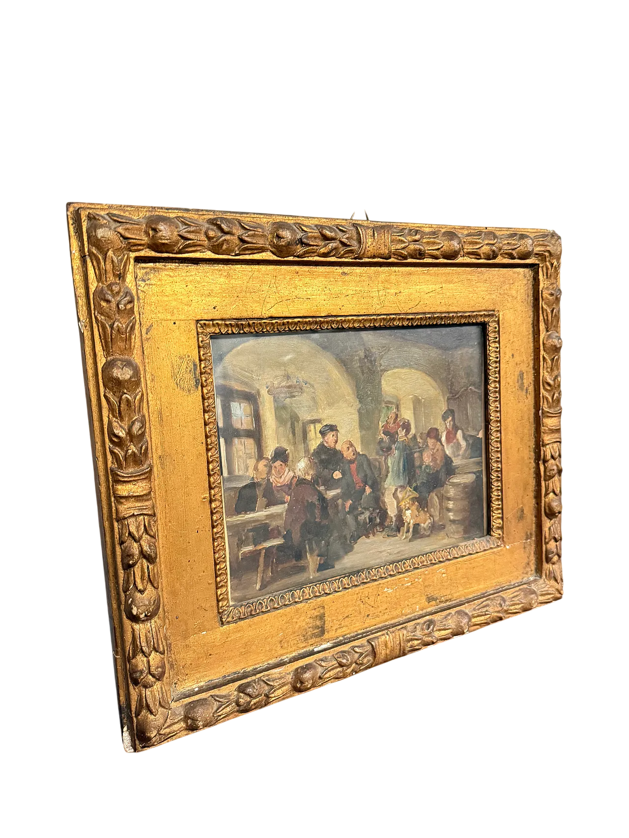 Dipinto ad olio su carta XIX Romberg in cornice, '800 12