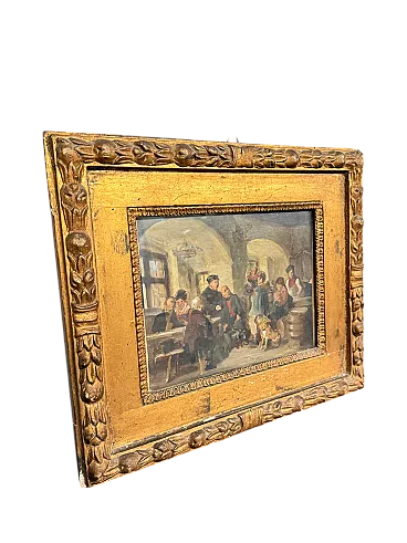 Dipinto ad olio su carta XIX Romberg in cornice, '800