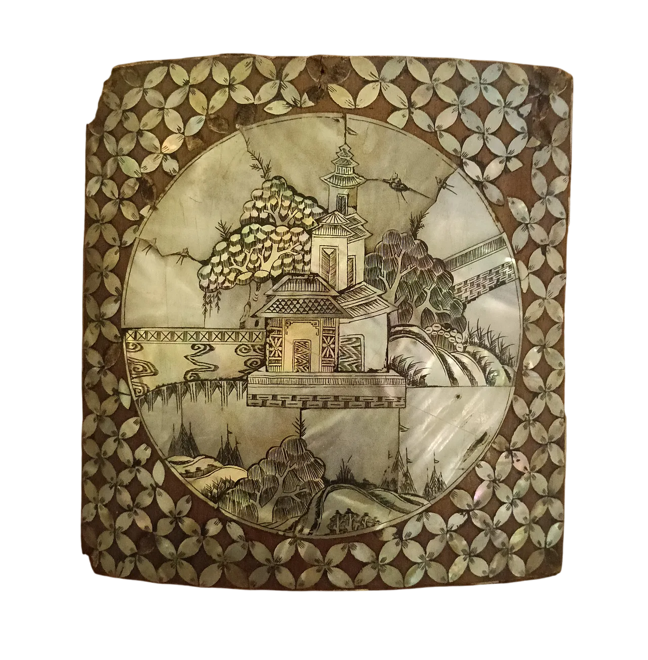 Arte cinese , formella "il Tempio", primo '900 11