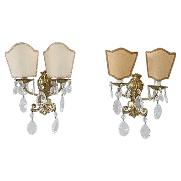 Pair of bronze appliques and drops, 80s