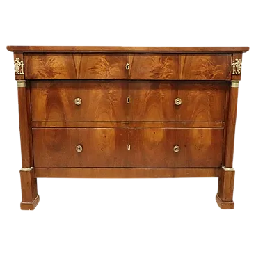 Cassettone antico in noce restaurato, inizi '800, con segreto