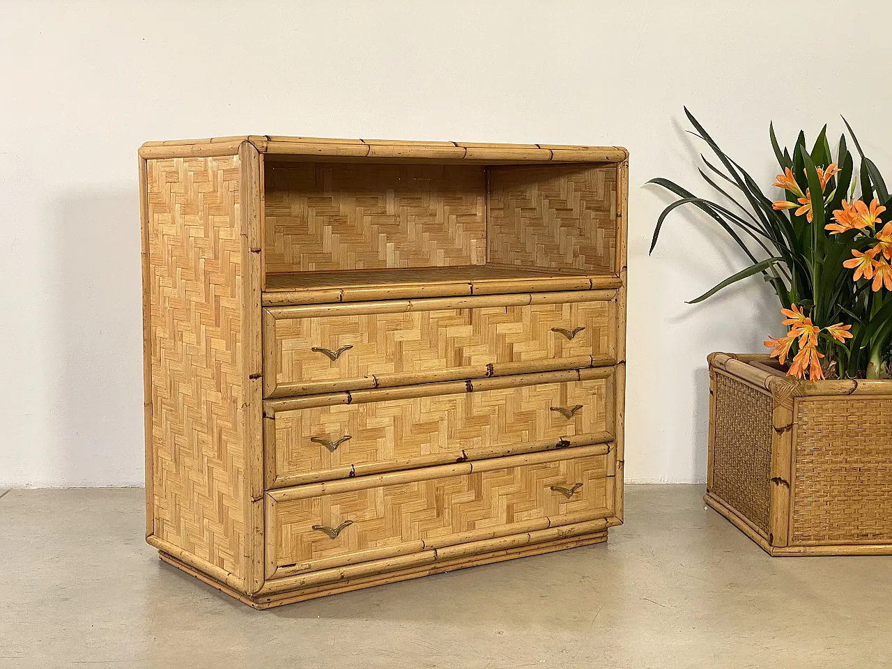 Cassettiera in bambù, anni '70 5