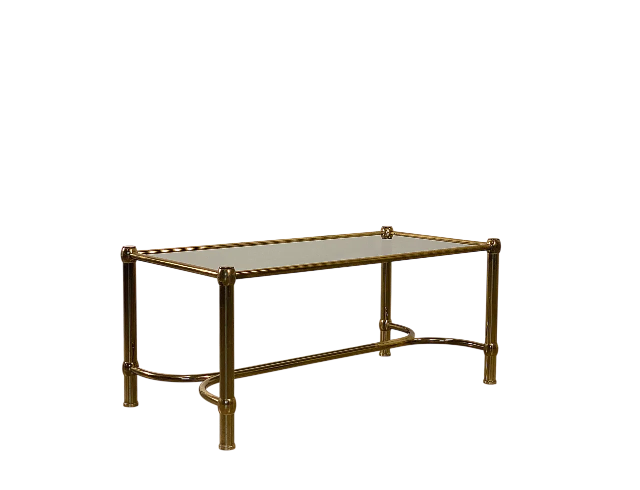 Rectangular brass table and  smoked glass top, 1960s 12