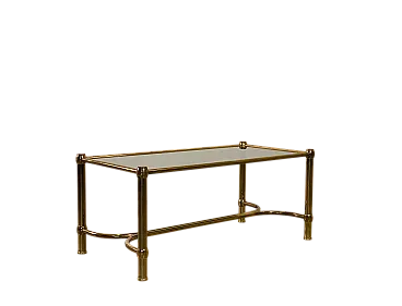 Rectangular brass table and  smoked glass top, 1960s