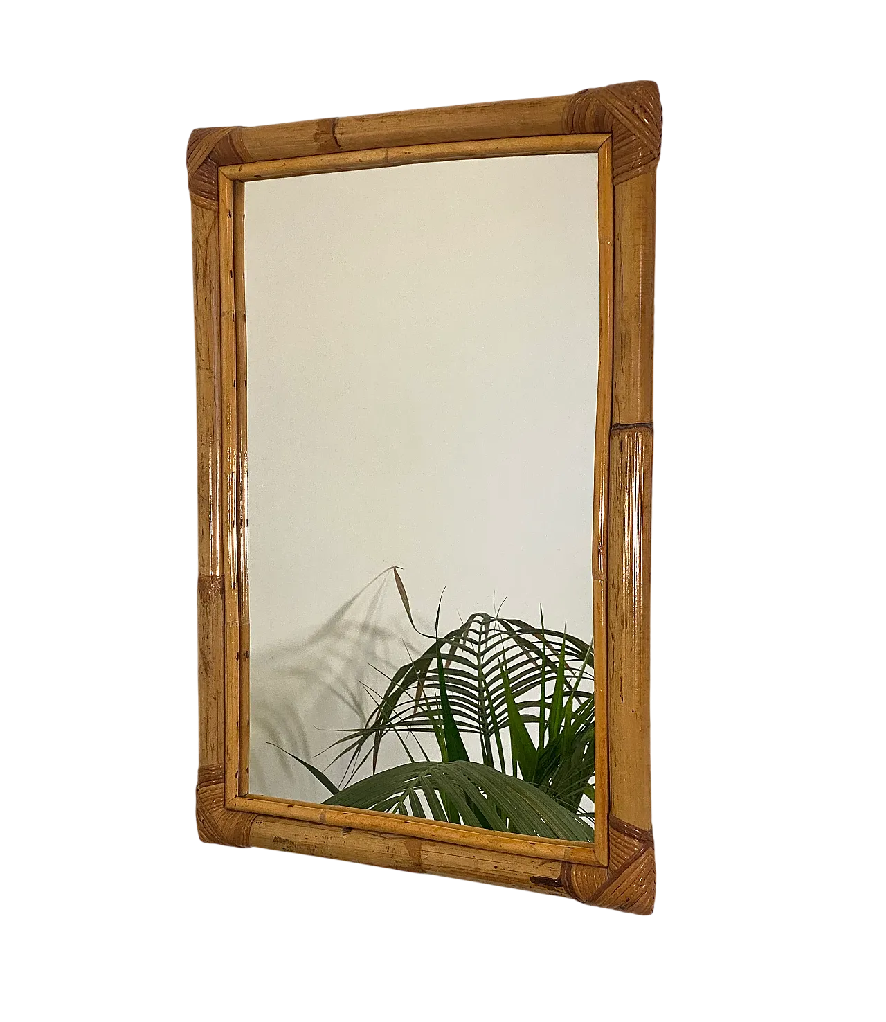 Specchio in bambù e vimini anni 70 6