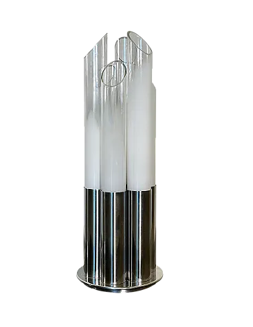 Steel table lamp by mazzaga, 70s