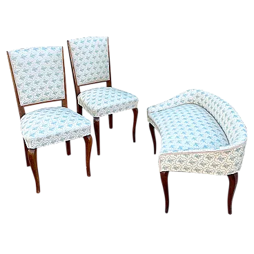 Set da letto con sedie imbottite e divanetto, Italia, anni '50