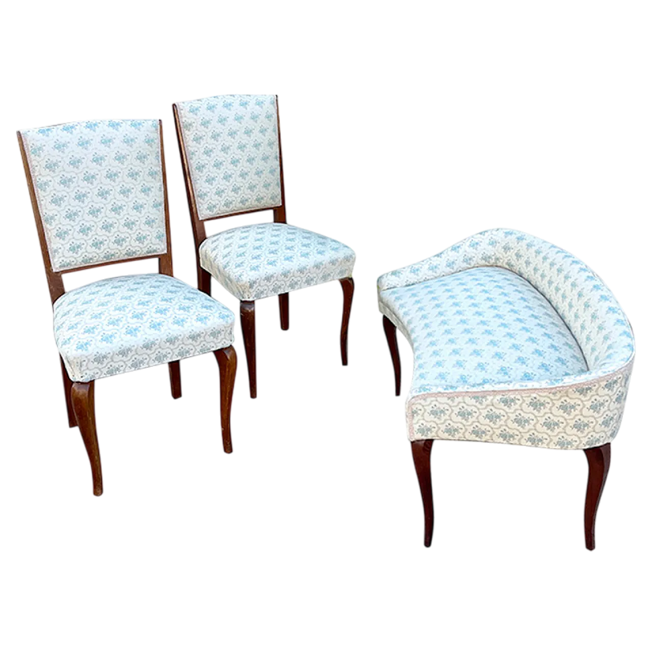 Set da letto con sedie imbottite e divanetto, Italia, anni '50 23