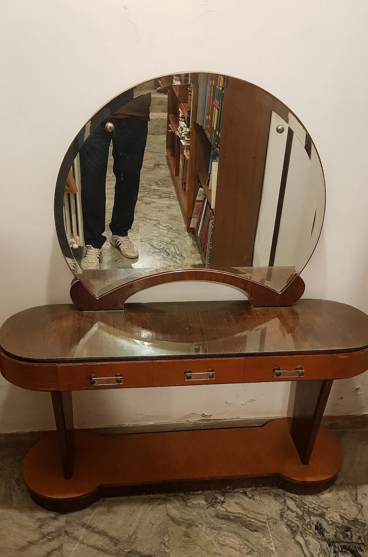 Consolle con specchiera Art Deco, anni '30 1