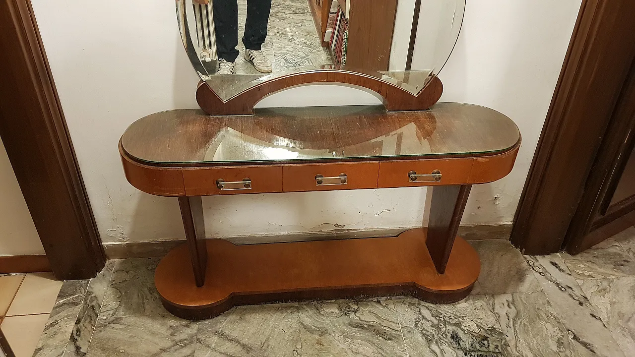 Consolle con specchiera Art Deco, anni '30 4