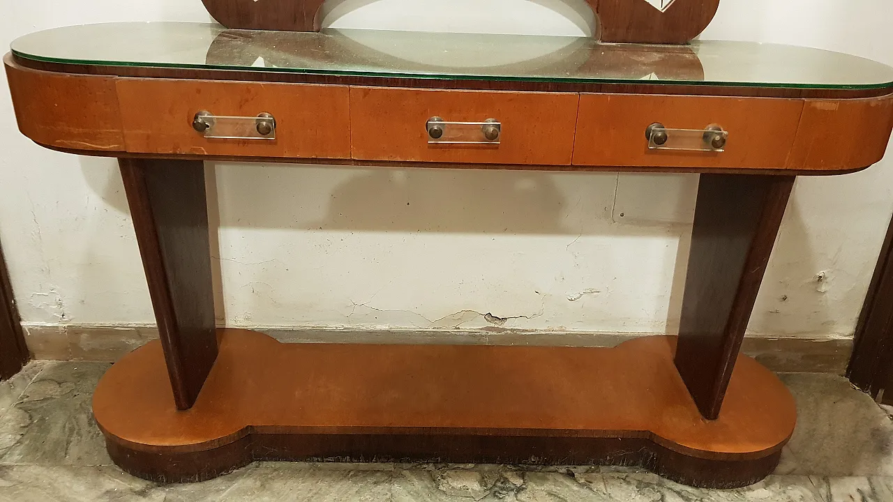 Consolle con specchiera Art Deco, anni '30 5