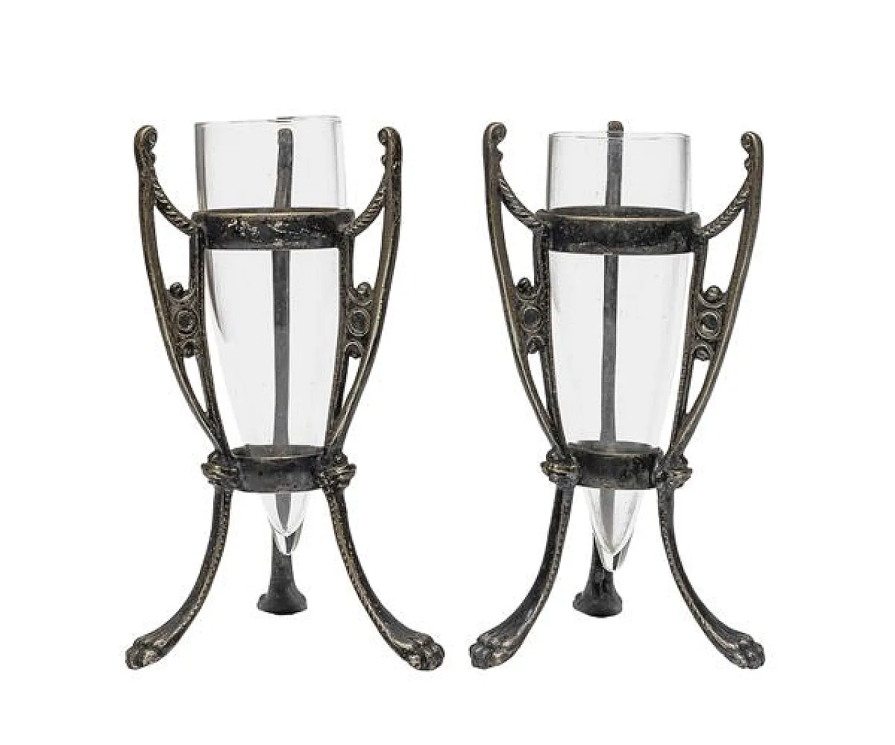 Pair of small lamps in Silverpilated Art Nouveau, 20s 4