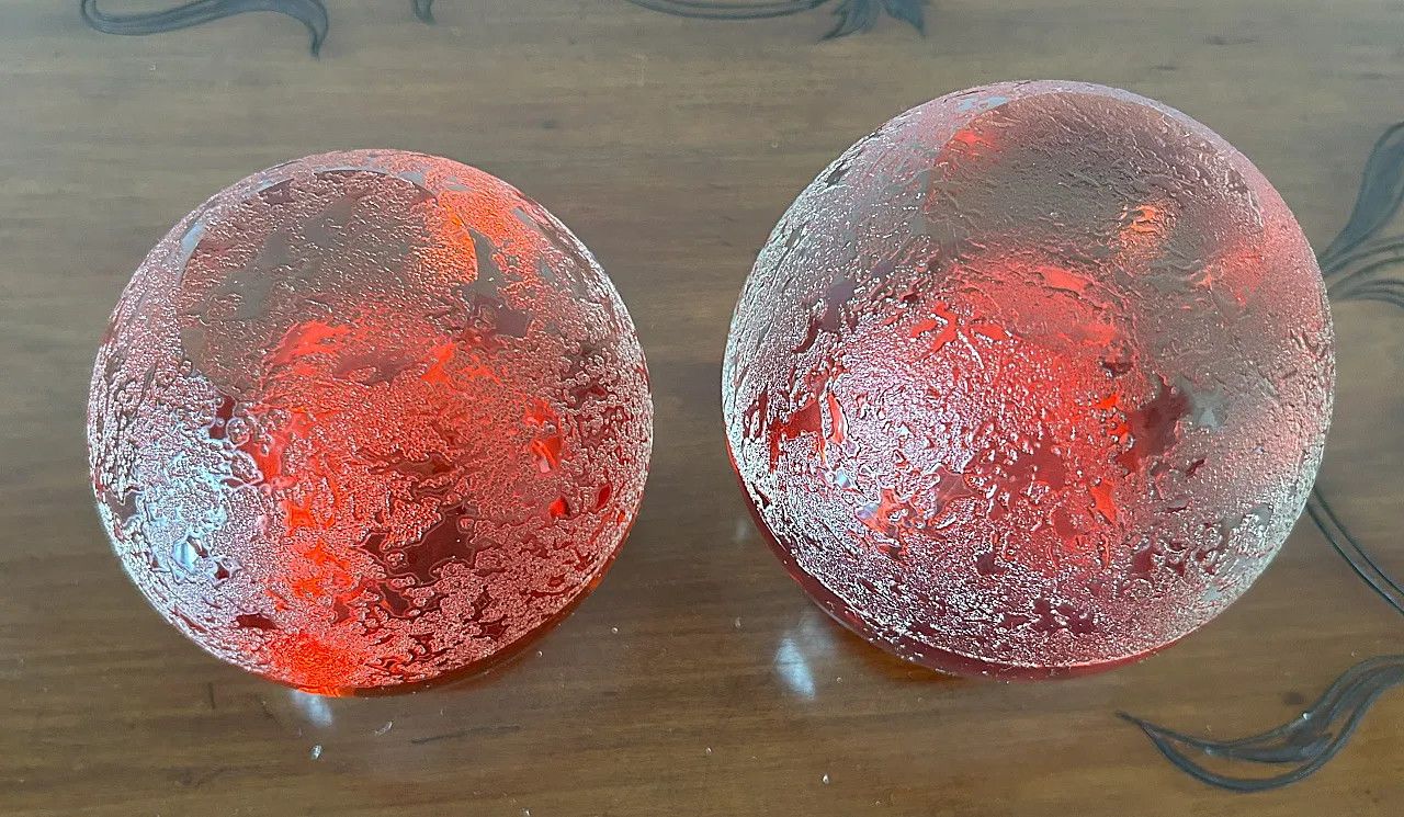 Pair of spherical blown glass vases by Seguso arte art, 50s 6