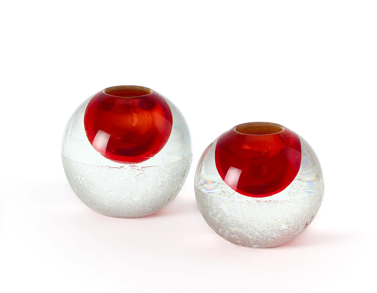 Pair of spherical blown glass vases by Seguso arte art, 50s 9