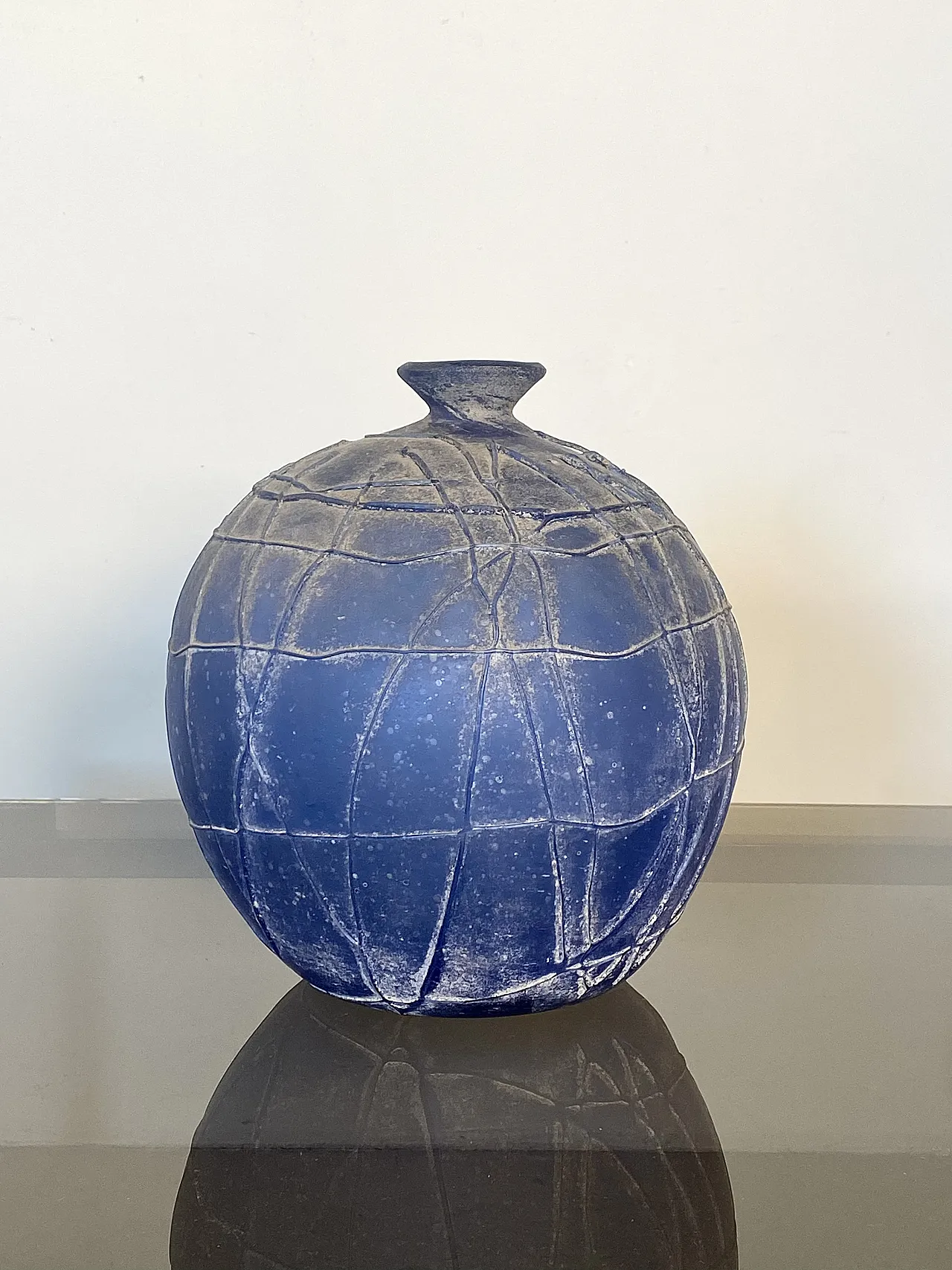 Blue glass vase series Scavi by Seguso, 70s 1
