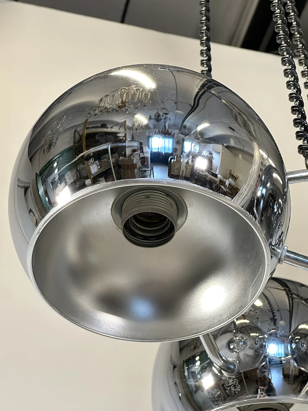 Lampadario space age in acciaio di Goffredo Reggiani anni 70 3