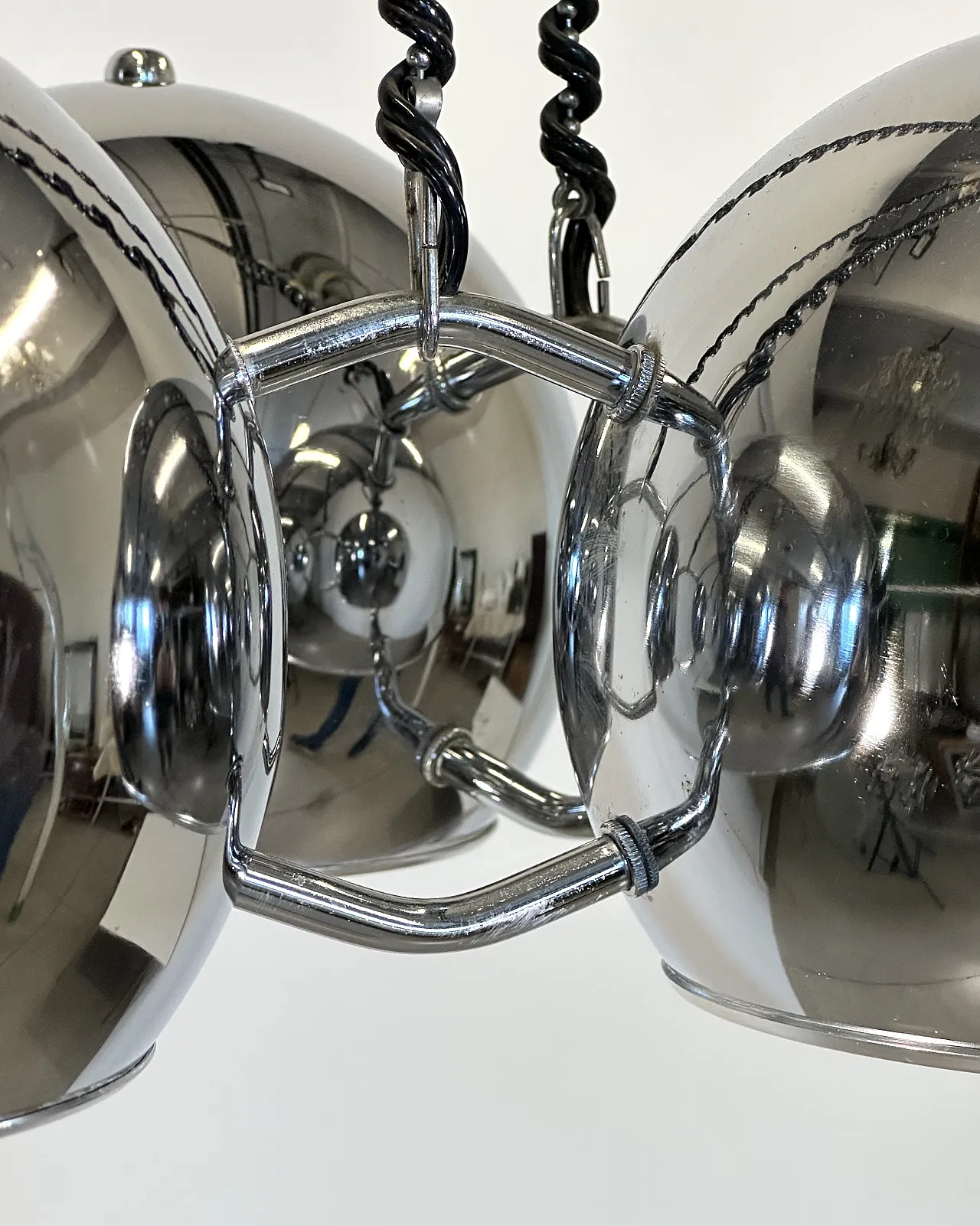 Lampadario space age in acciaio di Goffredo Reggiani anni 70 4